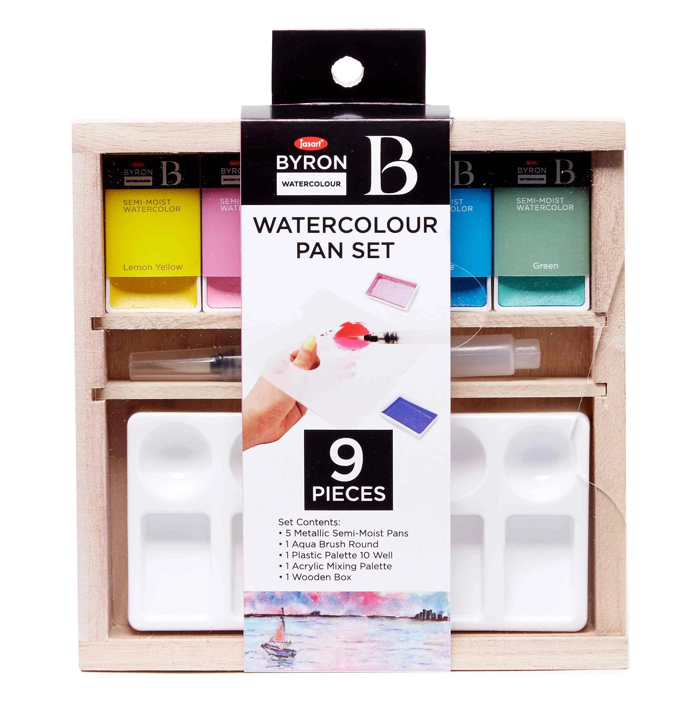 Jasart Byron Metallic Watercolour Pan Set Of 9 - Nail Gallerys