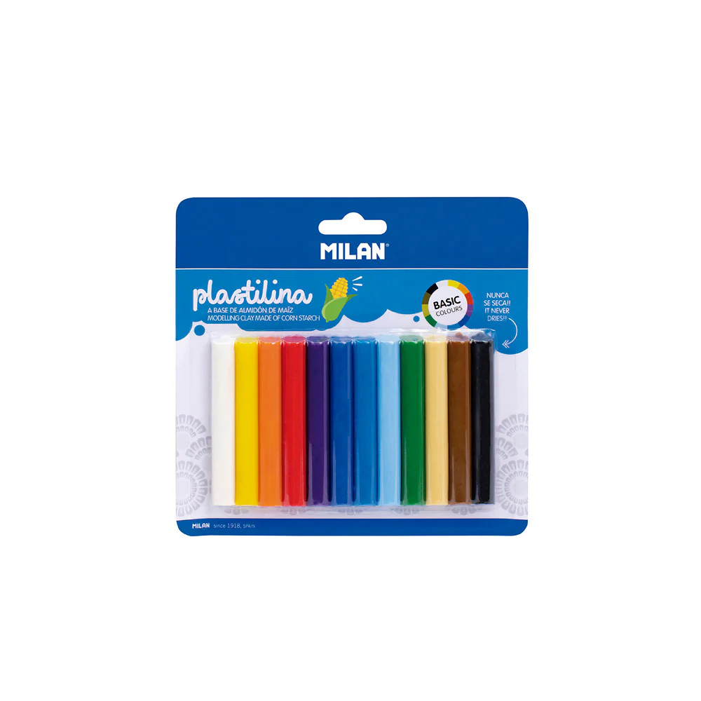 Milan Plastilina Basic Modelling Clay Pack of 12 Colours - Nail Gallerys