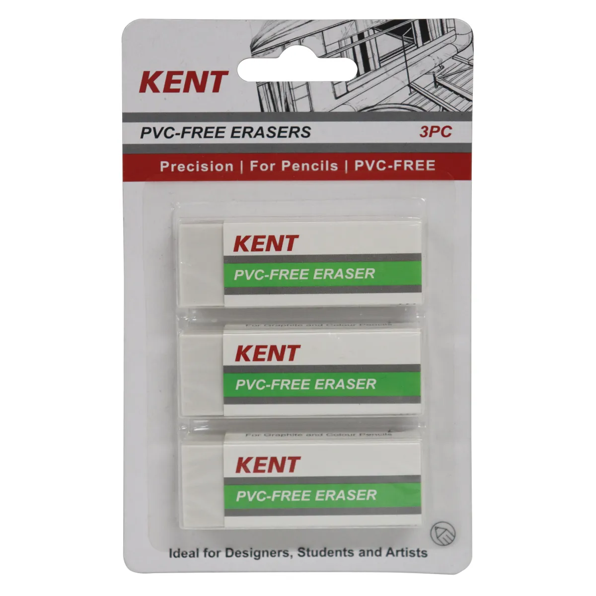Kent Pvc Erasers Pack Of 3 - Nail Gallerys