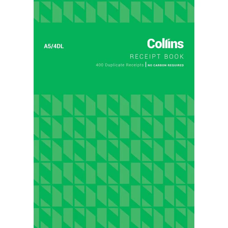 Collins Cash Receipt A5 4dl 100 Leaf Duplicate No Carbon Required - Nail Gallerys