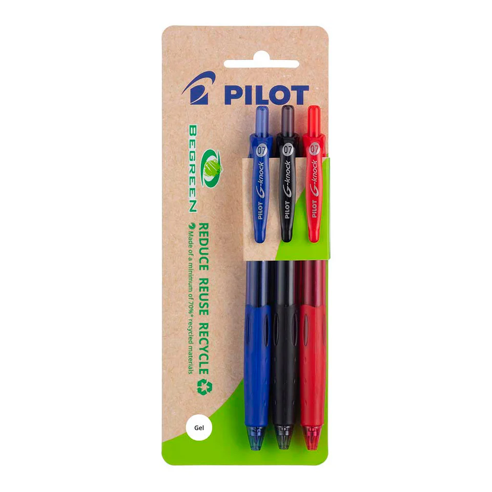 Pilot Begreen G-knock Gel Fine Pens Pack Of 3 - Nail Gallerys