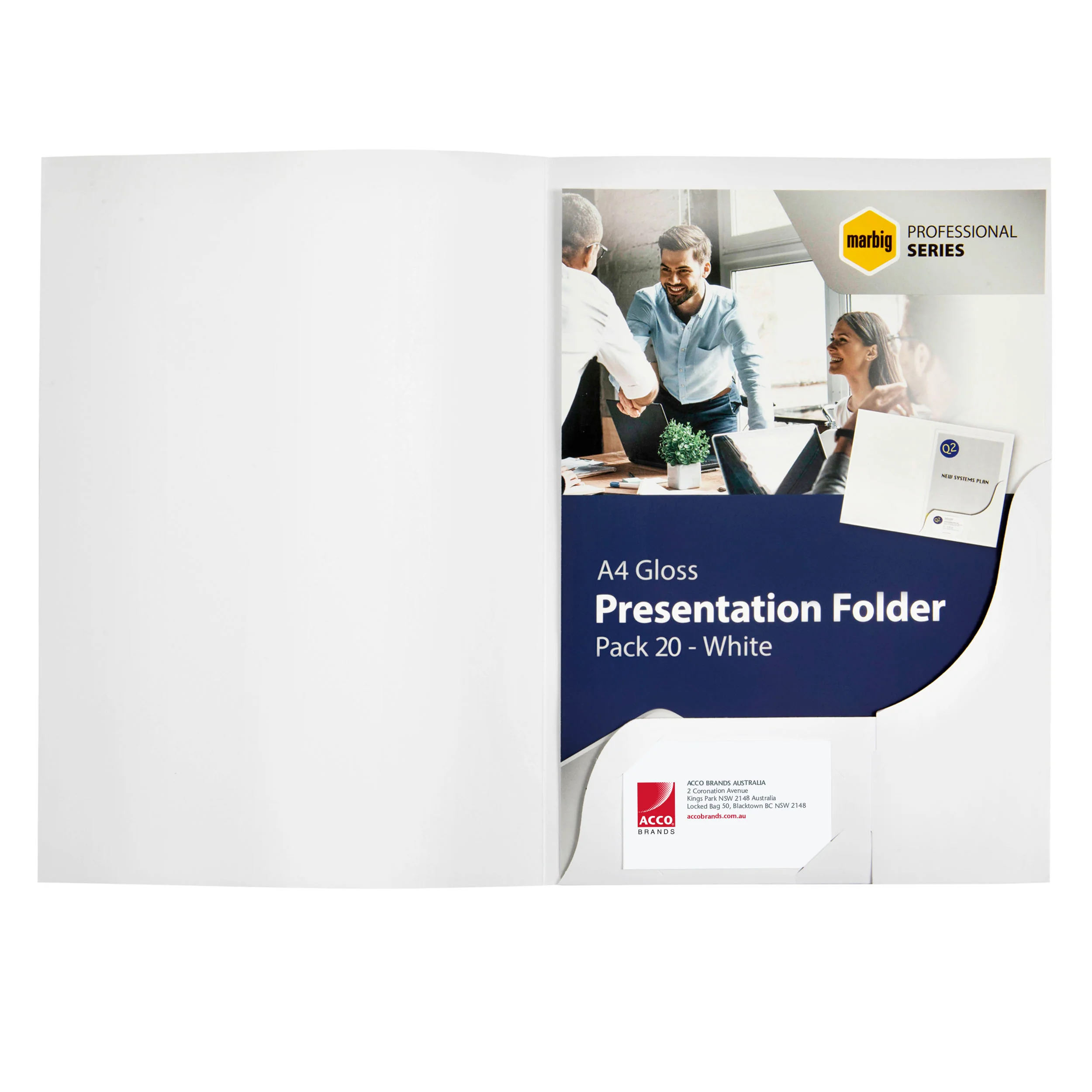 Marbig Professional Presentation Folders A4 Gloss White Pack Of 20 - Nail Gallerys