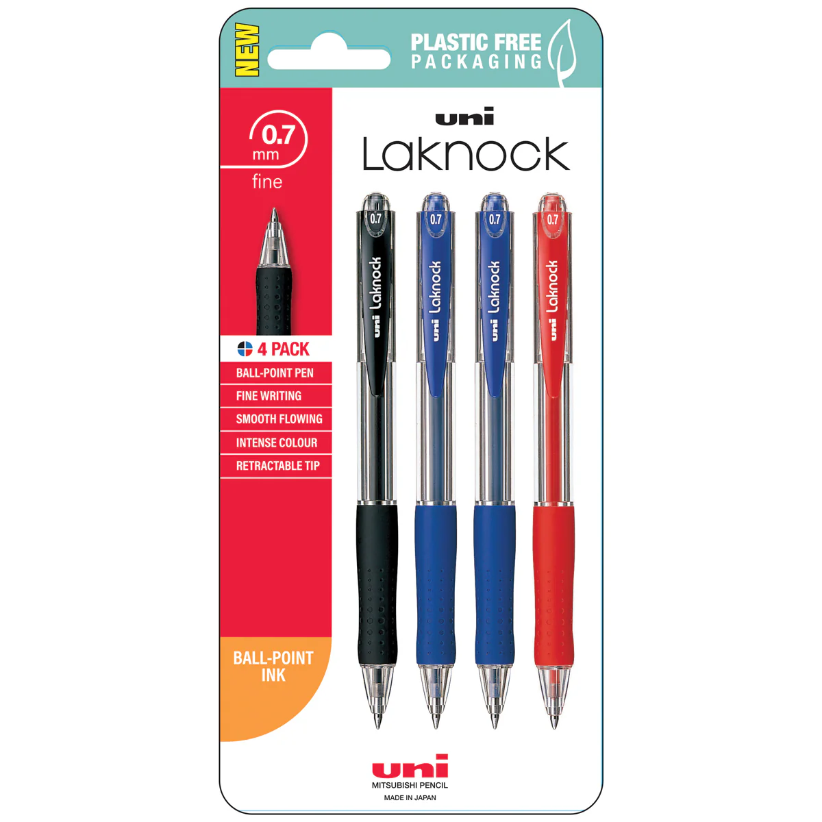 Uni Laknock 0.7mm Fine Retractable Pens Assorted Set of 4 - Nail Gallerys