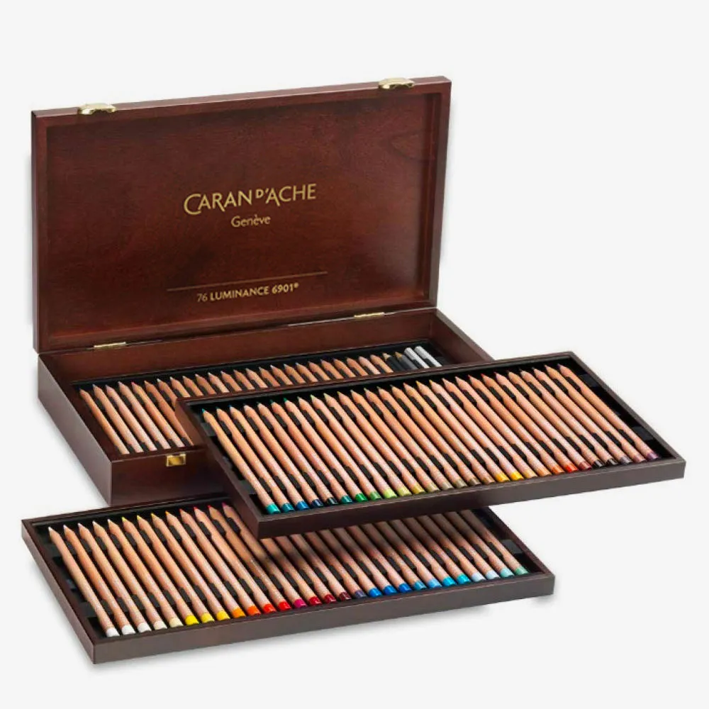 Caran D'ache Luminance 6901 Colouring Pencil Wooden Box Set of 76 - Nail Gallerys