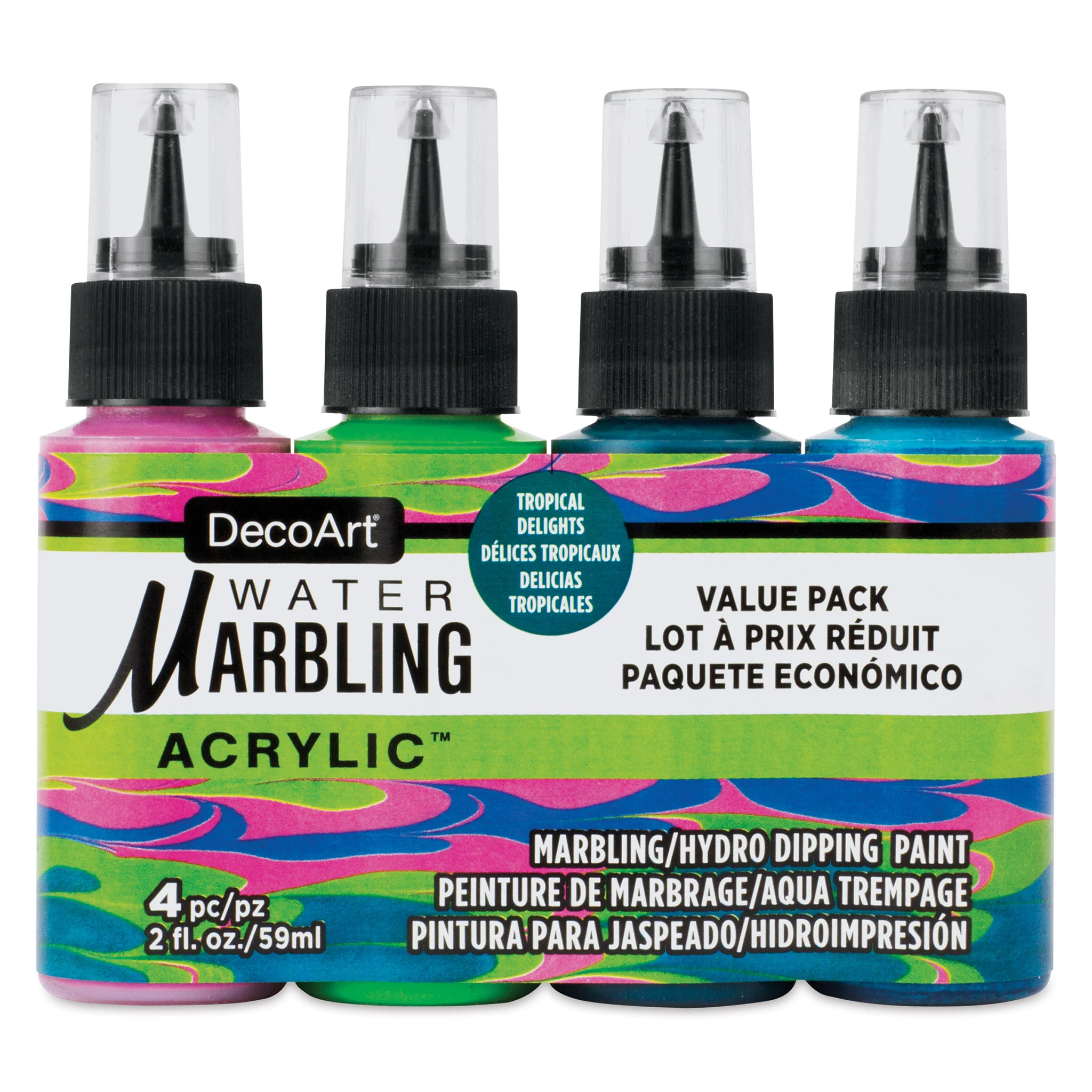 Decoart Water Marbling Paints Tropical Delights Set Of 4 - Nail Gallerys