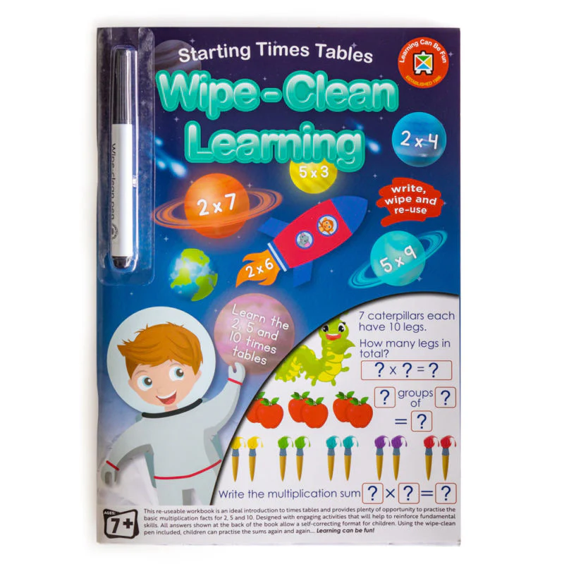 Learning Can Be Fun Wipe Clean Starting Times Tables Learning Book With Marker - Nail Gallerys