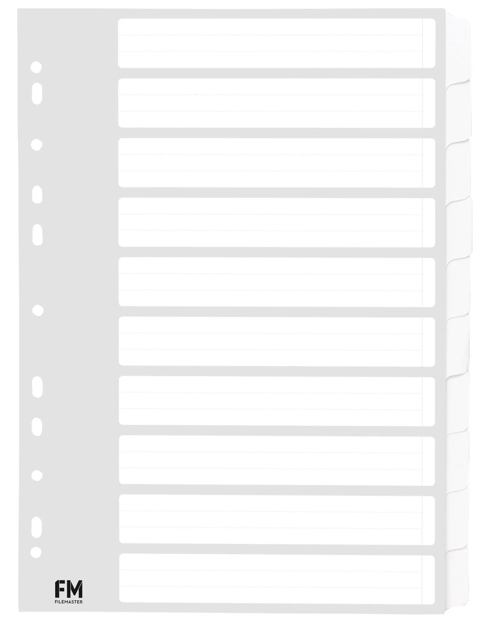 FM Indices 10 Tab Size A4 Cardboard White Blank - Nail Gallerys