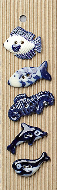 Incomparable Buttons - Mixed Fish - Card of 5 - Nail Gallerys