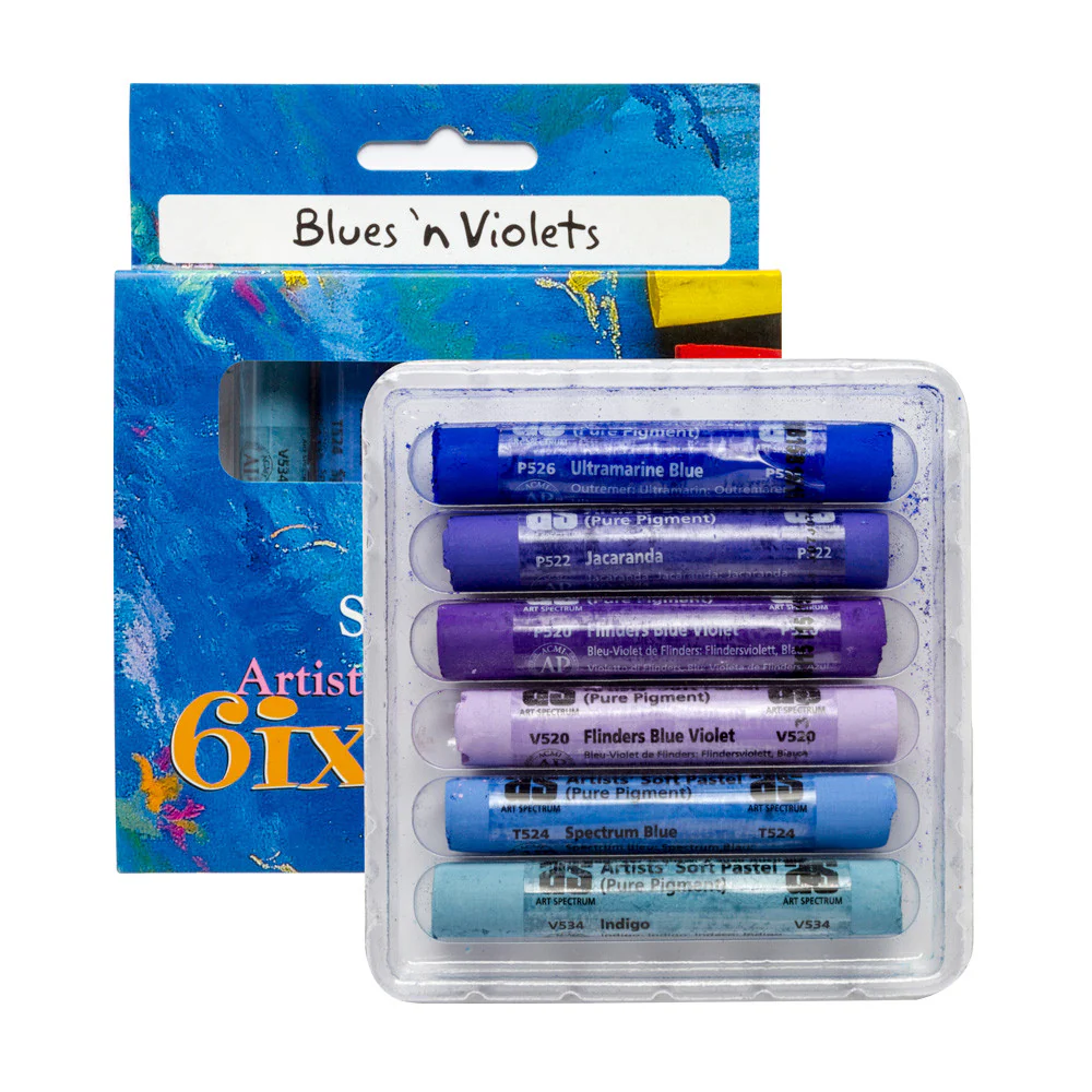 Art Spectrum Soft Round Pastels Set of 6 - Blues n Violets - Nail Gallerys