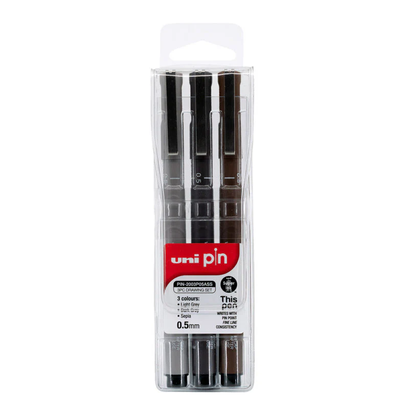 Uni Pin Permanent Fineliner Drawing Set of 3 - Nail Gallerys
