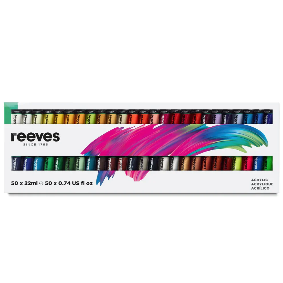 Reeves 22ml Acrylic Paints Set of 50 Classic Colours - Nail Gallerys