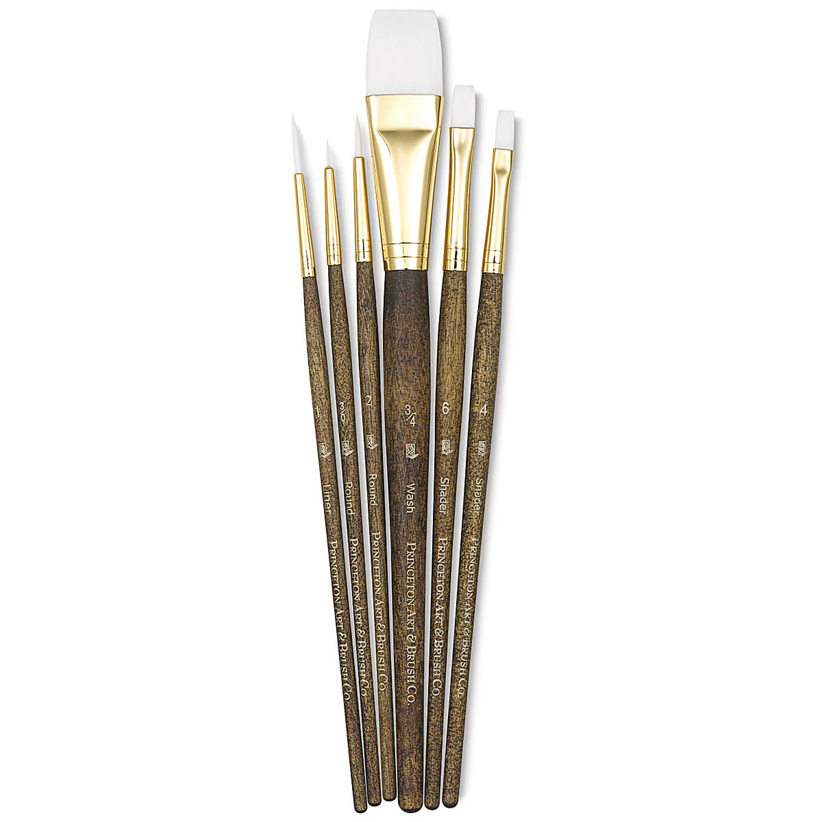 Princeton Real Value Synthetic White Taklon 9140 Brushes Set Of 6 - Nail Gallerys