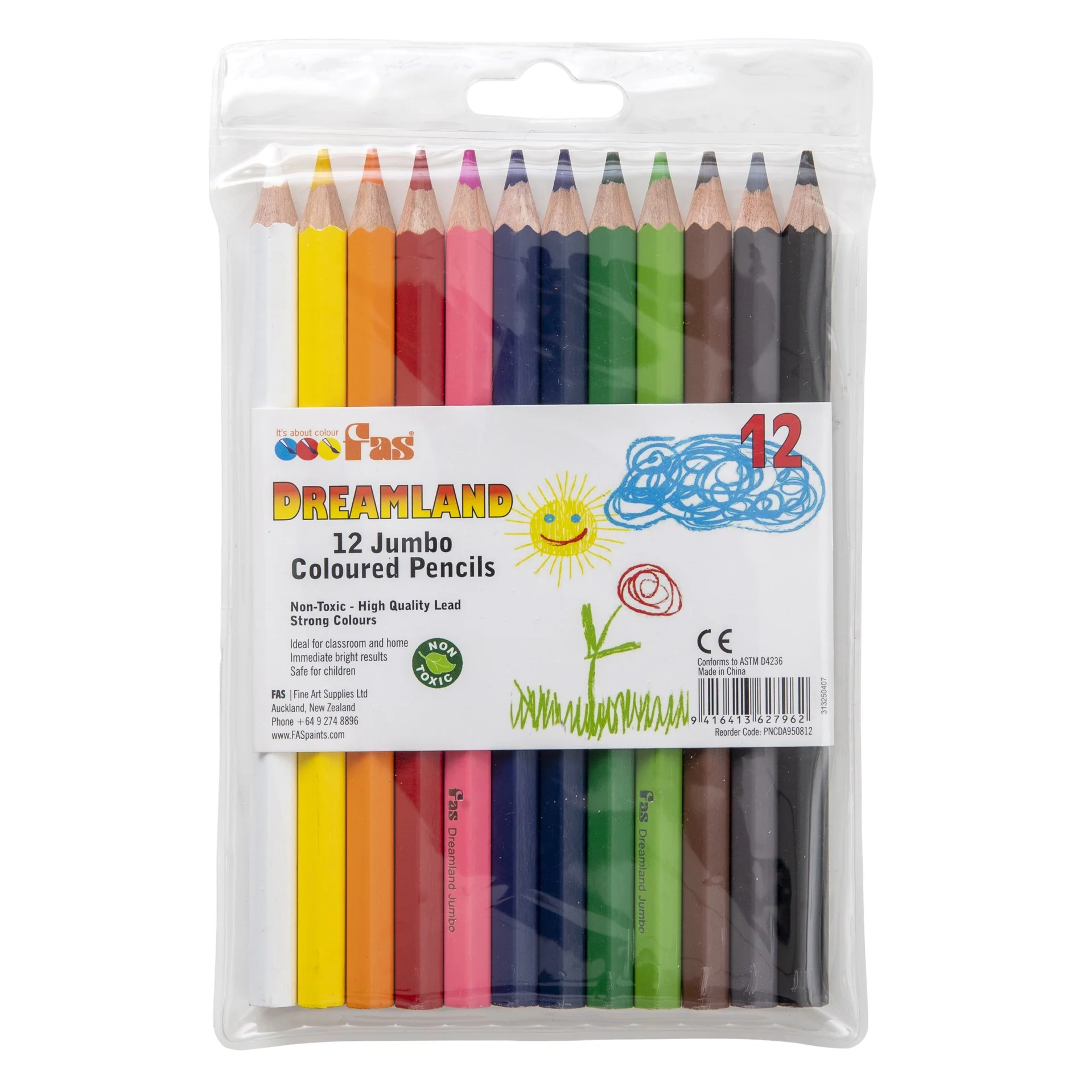 Fas Jumbo Colour Pencils Pack Of 12 - Nail Gallerys