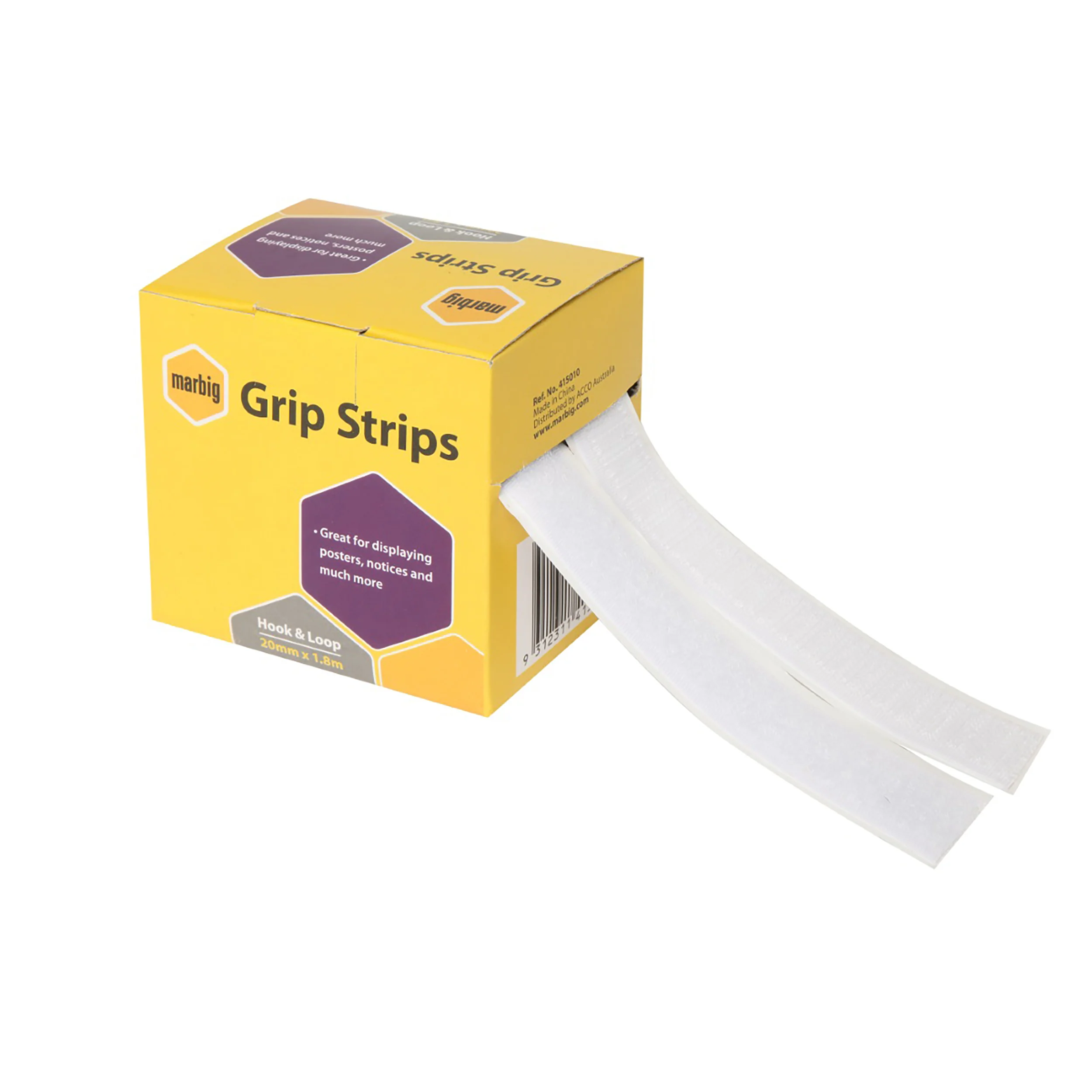 Marbig Hook & Loop Grip Strips Hook & Loop 20mmx1.8m - Nail Gallerys