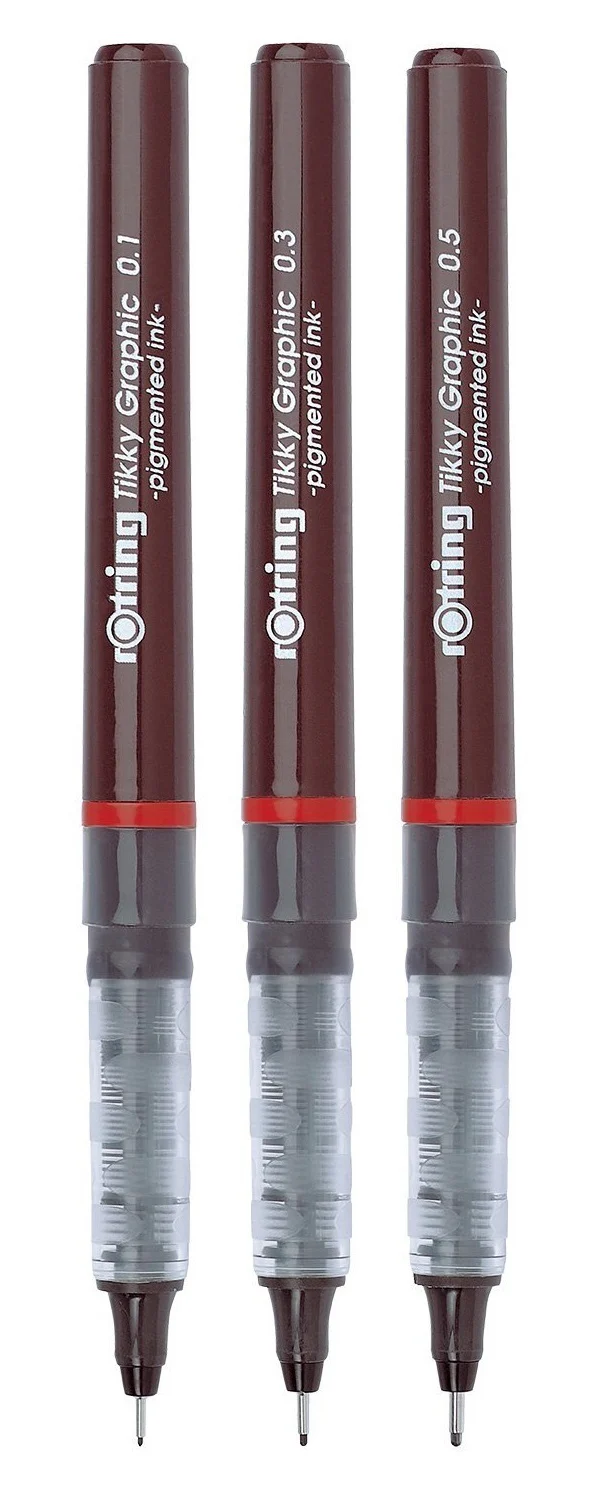 Rotring Tikky Graphic Black Pens Set Of 3 - Nail Gallerys