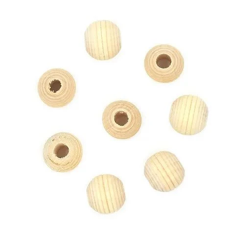 Arbee Wood Beads Macrame Round Contoured - Pack Of 8 - Nail Gallerys