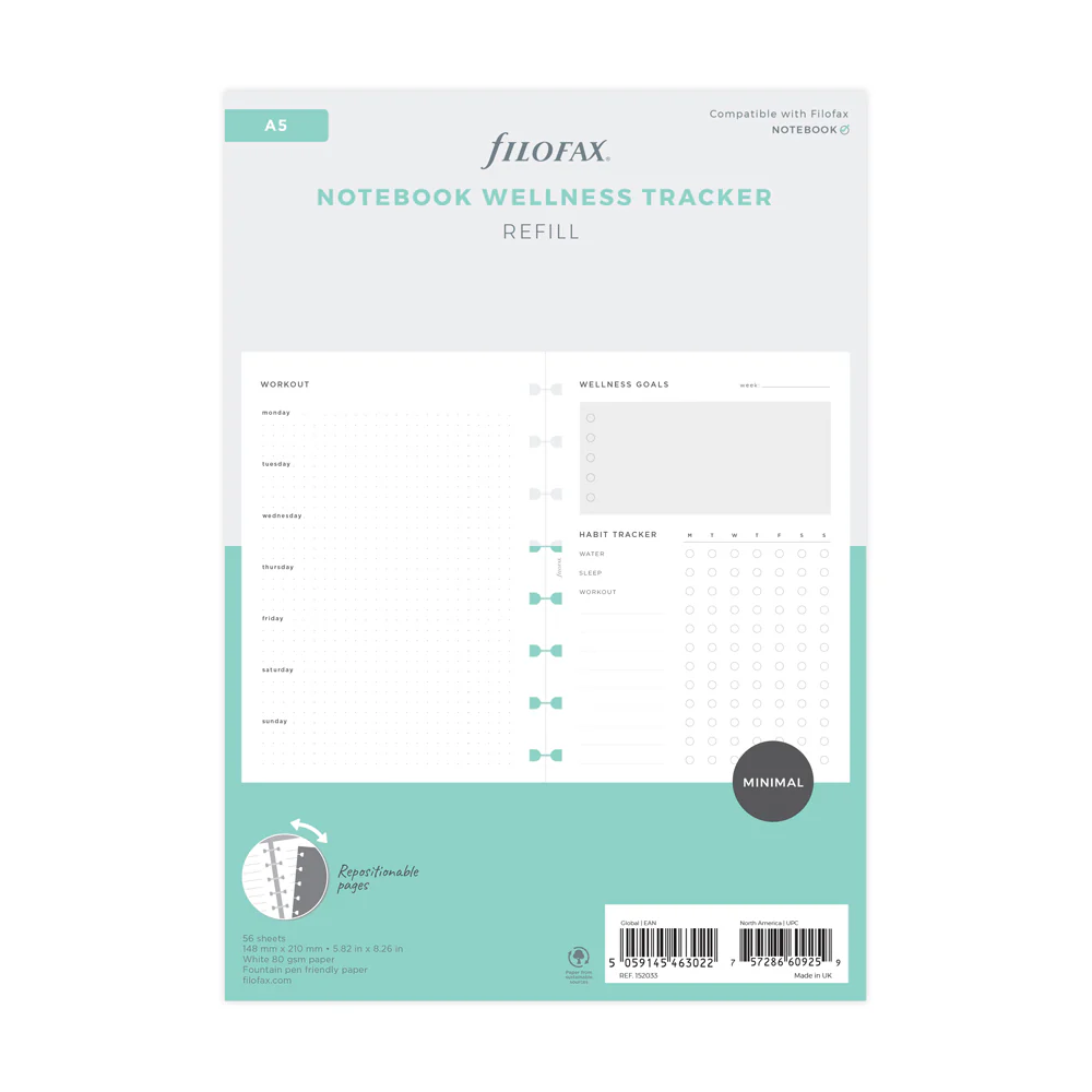 Filofax A5 Wellness Trackers Notebook Refill - Nail Gallerys