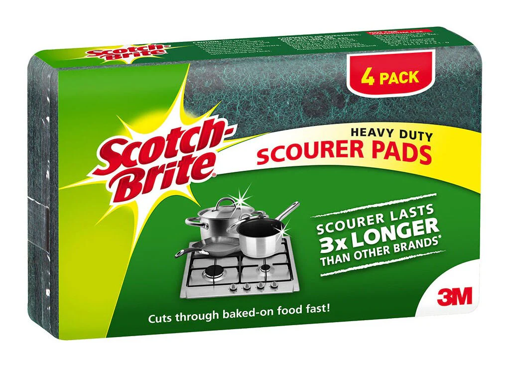 Scotch-brite Heavy Duty Scouring Pad Pack Of 4 - Nail Gallerys