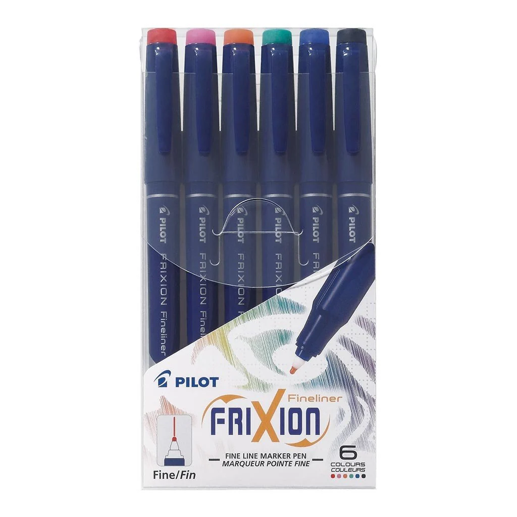Pilot Frixion Fineliner Erasable Assorted Pack Of 6 - Nail Gallerys