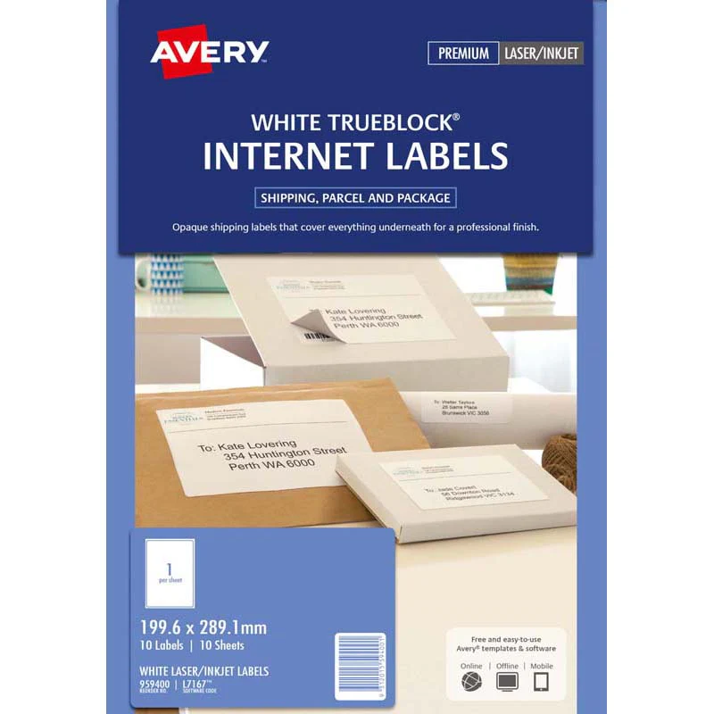 Avery Label L7167 Internet Shipping 1/sheet 199.6x289.1mm 10 Pack - Nail Gallerys