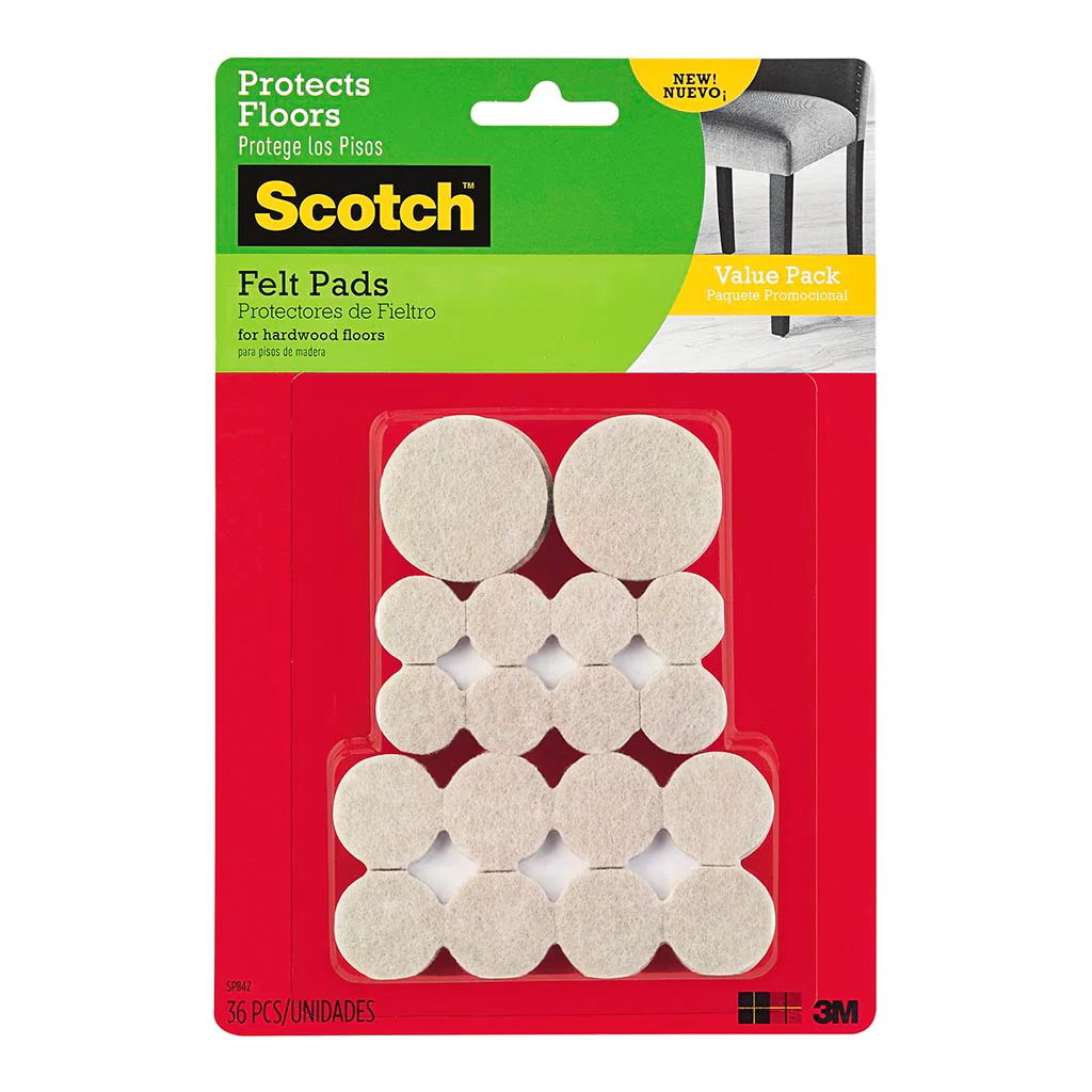 Scotch Assorted Beige Felt Pads Pack of 36 - Nail Gallerys