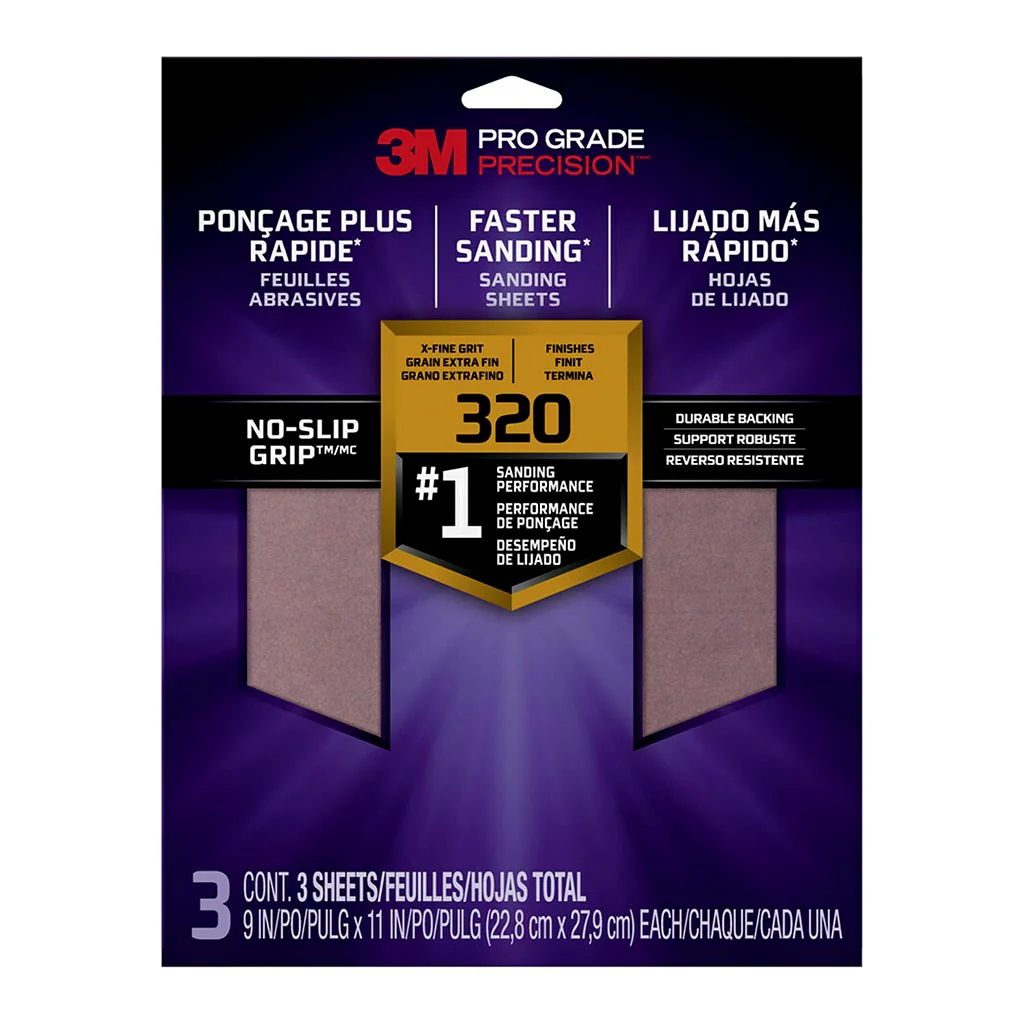 3M Pro Grade Precision 320 Grit Sanding Sheets Pack of 3 - Nail Gallerys