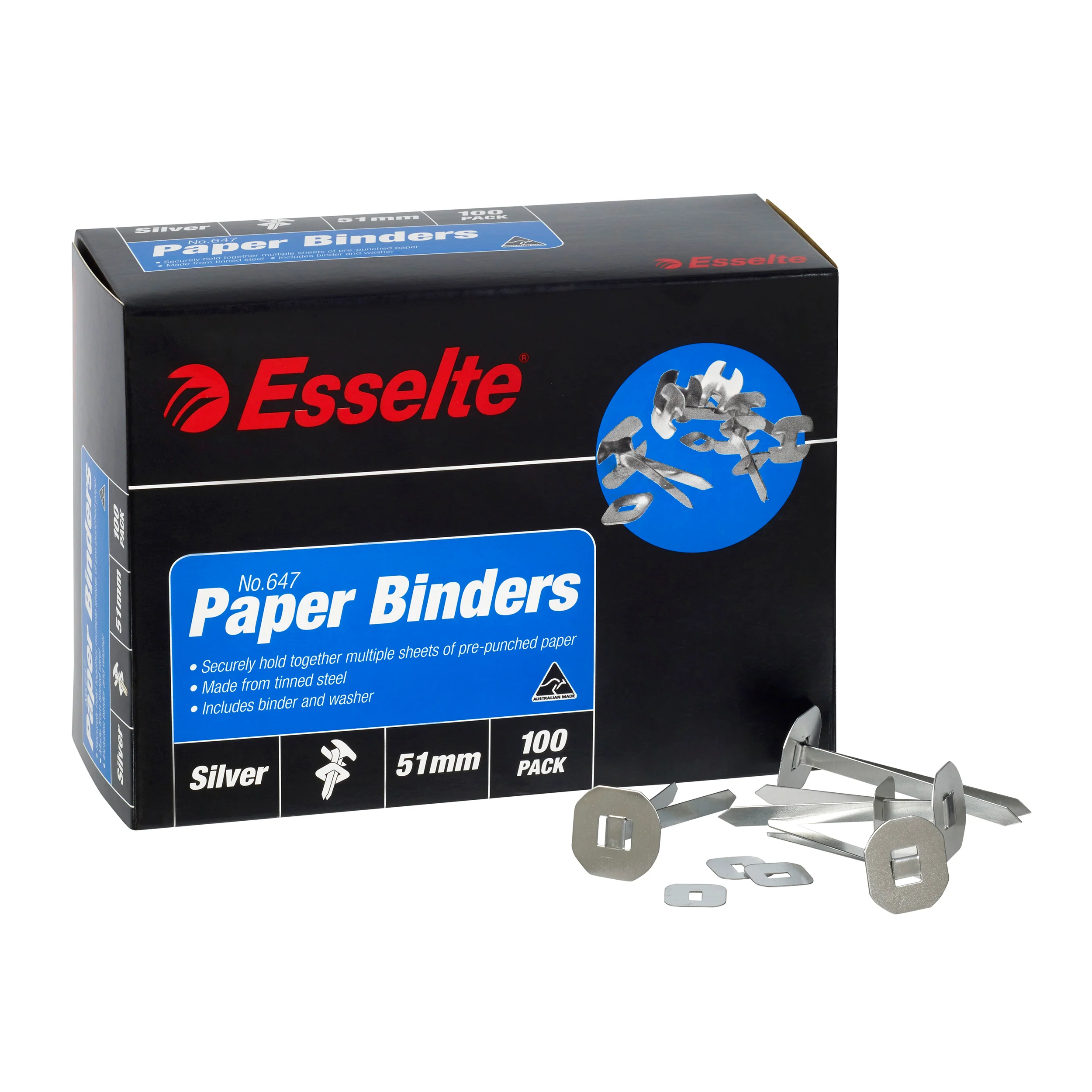 Esselte Paper Binders Box Of 100 - Nail Gallerys
