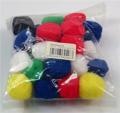 Pom Pom 25mm Assorted Colours Pack Of 25 - Nail Gallerys