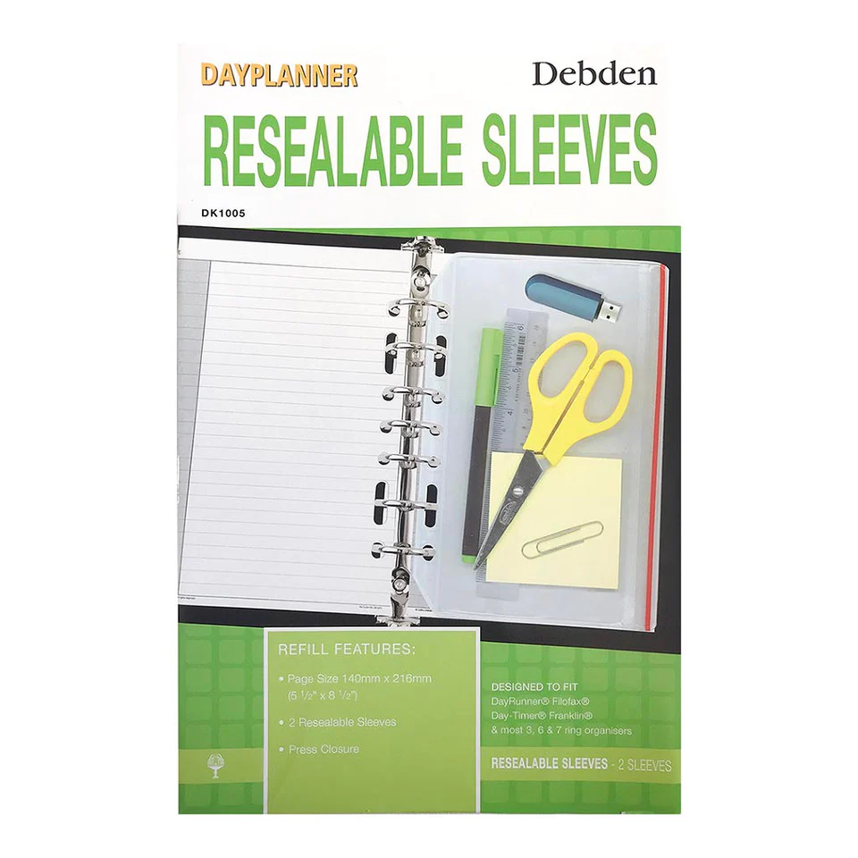 Debden Desk Dayplanner Resealable Sleeve Pack Of 2 - Nail Gallerys