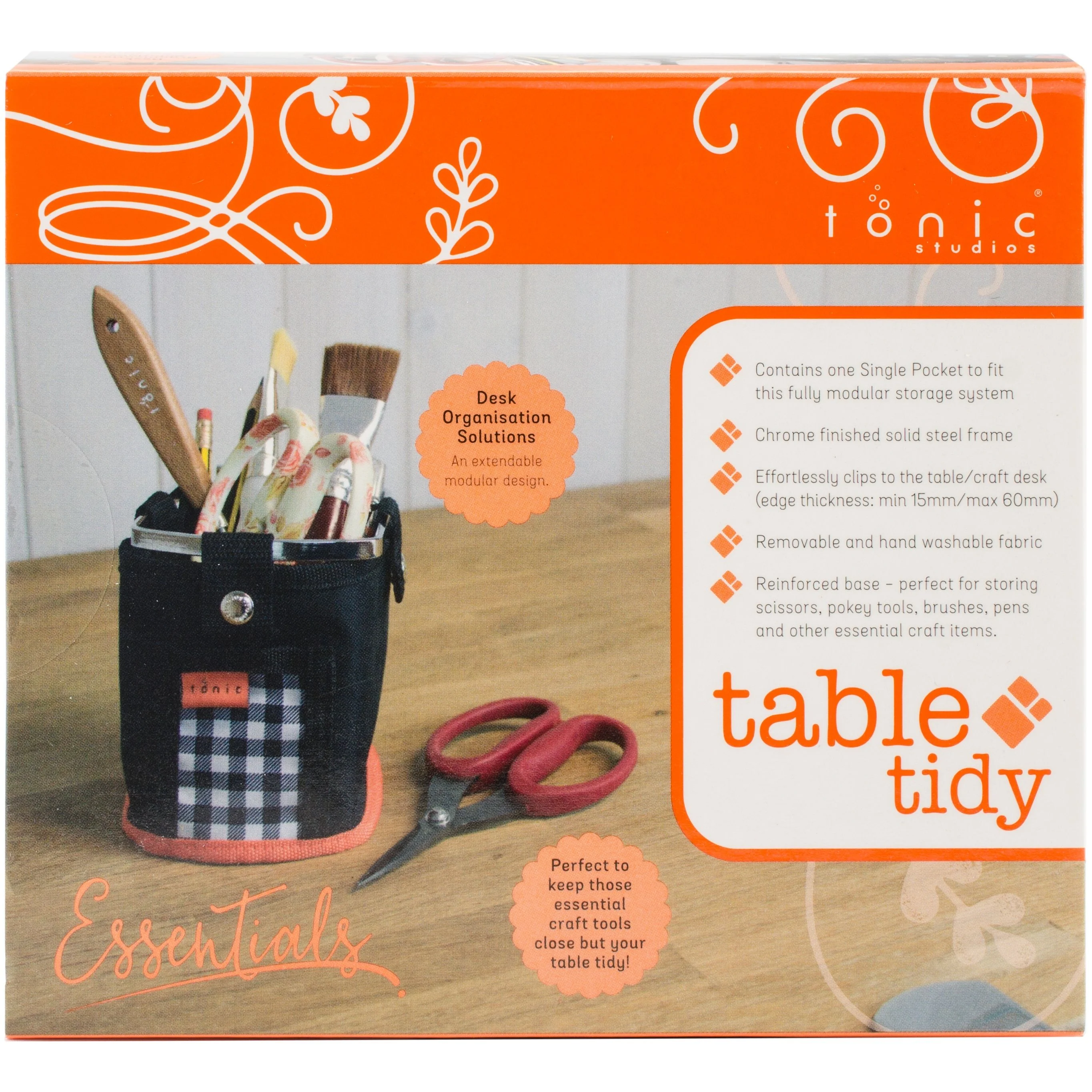 Tonic Studios Single Pocket-Black/ Orange Table Tidy - Nail Gallerys