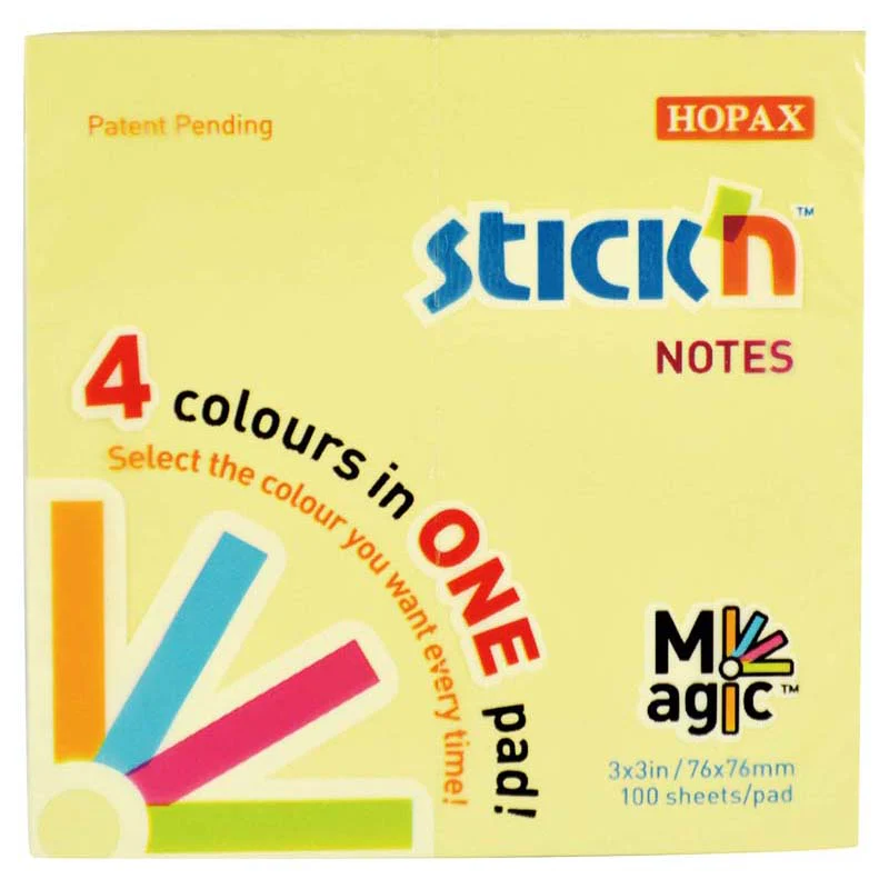 Stick'n Notes Magic Pad 76x76mm 100 Sheets 4 Colours - Nail Gallerys