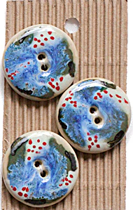 Incomparable Buttons - Large Blue Flowers L419 - Card of 3 - Nail Gallerys