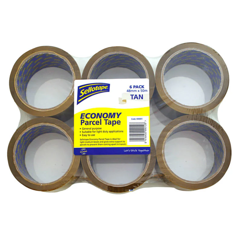 Sellotape Economy Parcel Tape Tan 6 Pack - Nail Gallerys