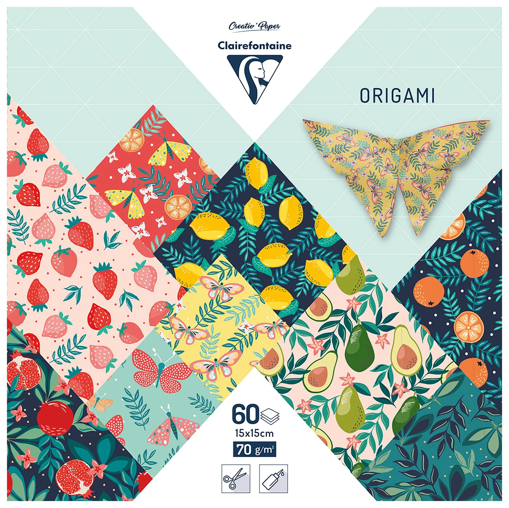 Clairefontaine Fruity Garden 15x15cm 60 Sheet 70gsm Origami Paper - Nail Gallerys