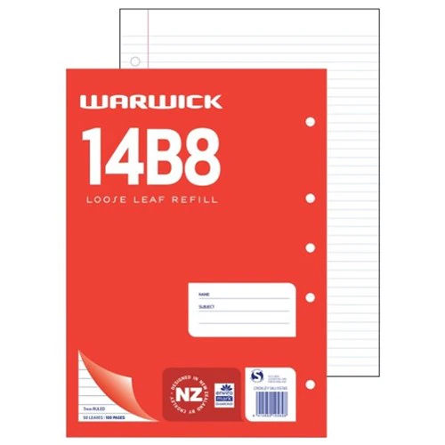 Warwick Refill 14b8 Loose Leaf 50 Leaf A4 Ruled 7mm - Nail Gallerys