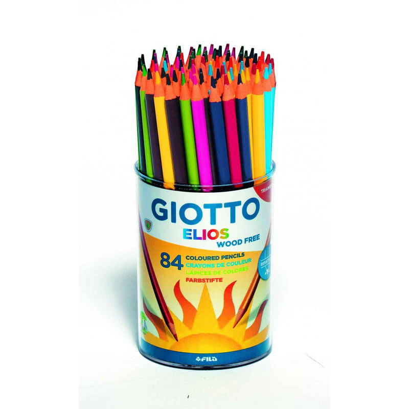 Giotto Elios-Tri Assorted Long Wood Free Colouring Pencils Pot of 84 - Nail Gallerys