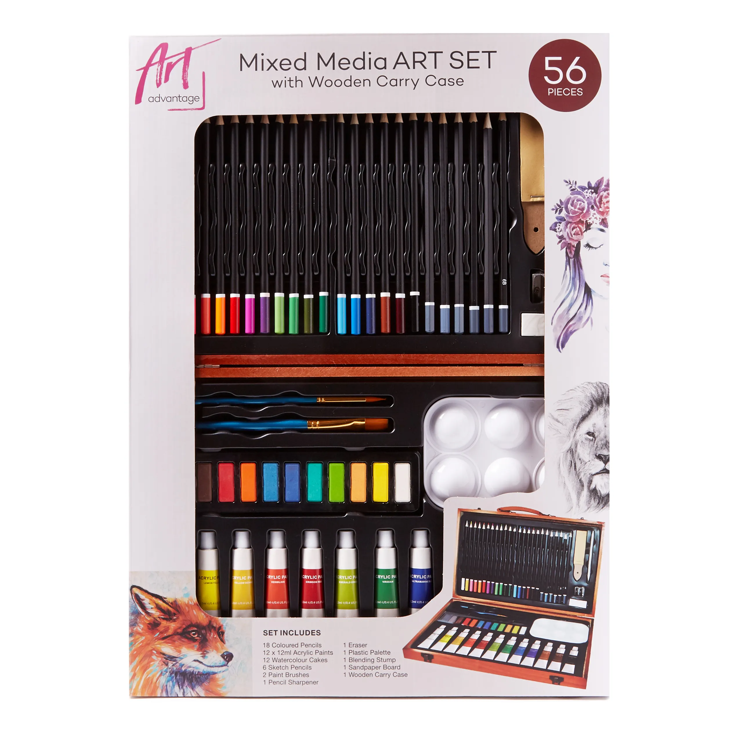 Art Advantage Mix Media Wood Box Set Of 56 - Nail Gallerys