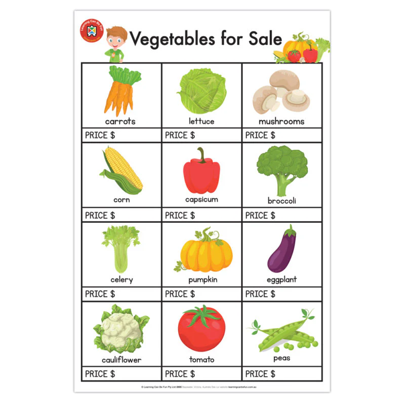 Learning Can Be Fun Vegetables For Sale Wall Chart - Nail Gallerys