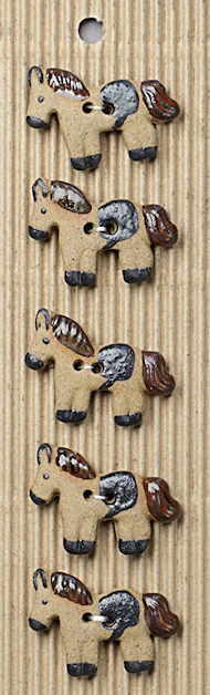 Incomparable Buttons - Brown Horses - Card of 5 - Nail Gallerys