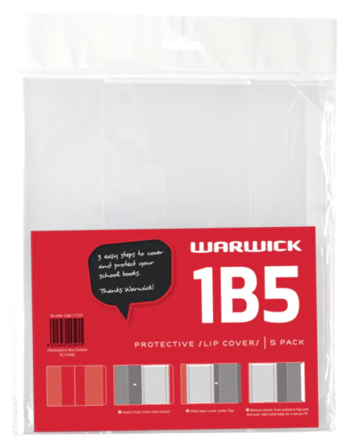 Warwick Book Cover 1b5 Slip 5 Pack Clear - Nail Gallerys