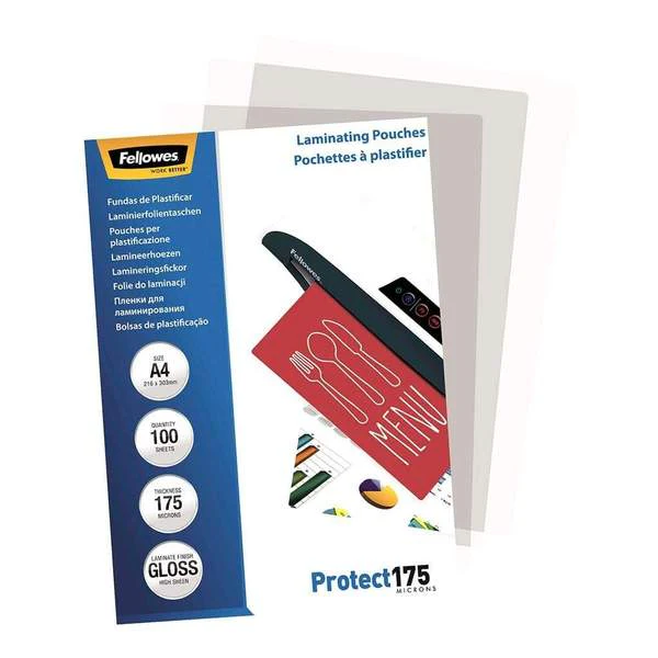 Fellowes Laminating Pouches A4 Gloss 175 Micron Pack Of 100 - Nail Gallerys