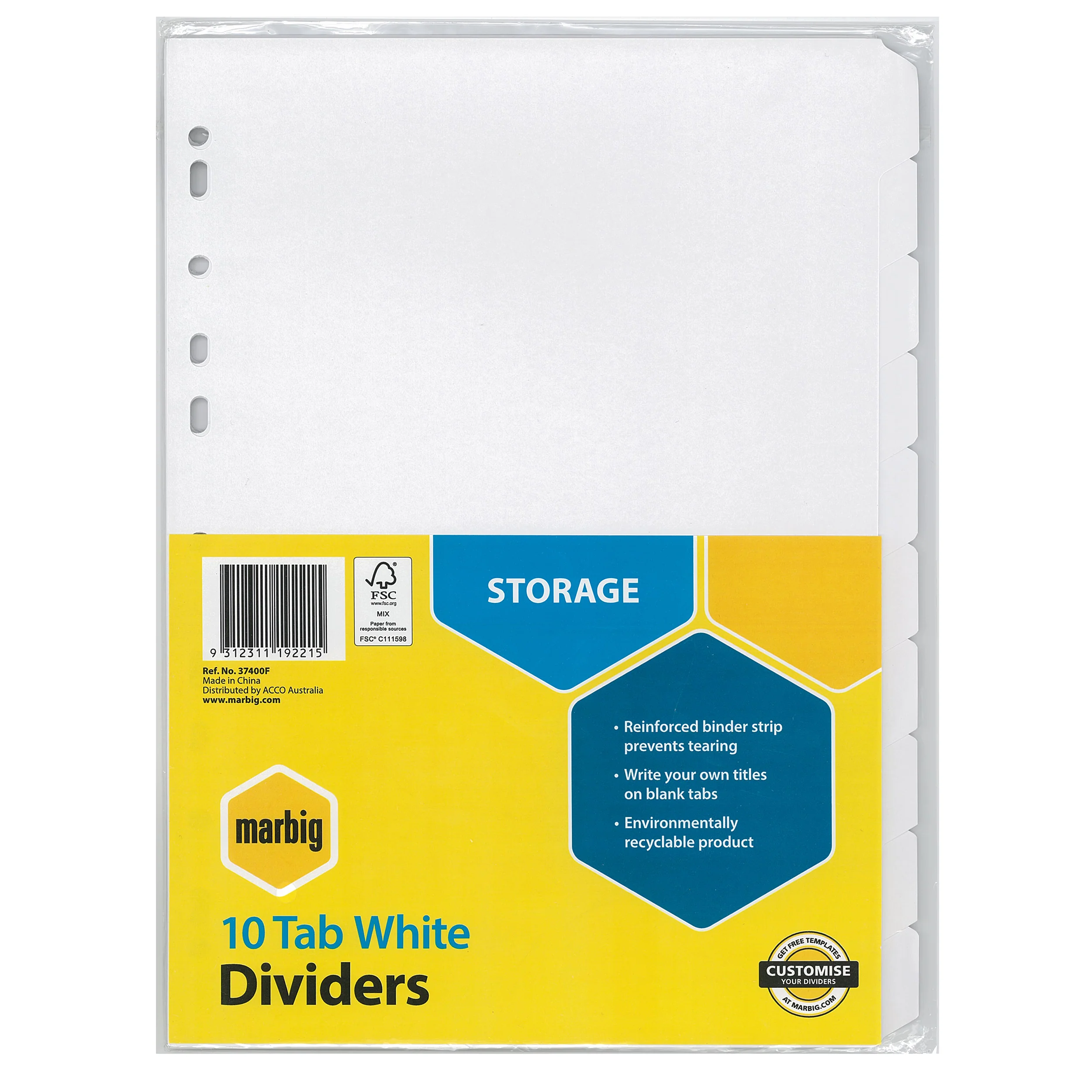 Marbig Indices & Dividers 10 Tab Manilla A4 White - Nail Gallerys