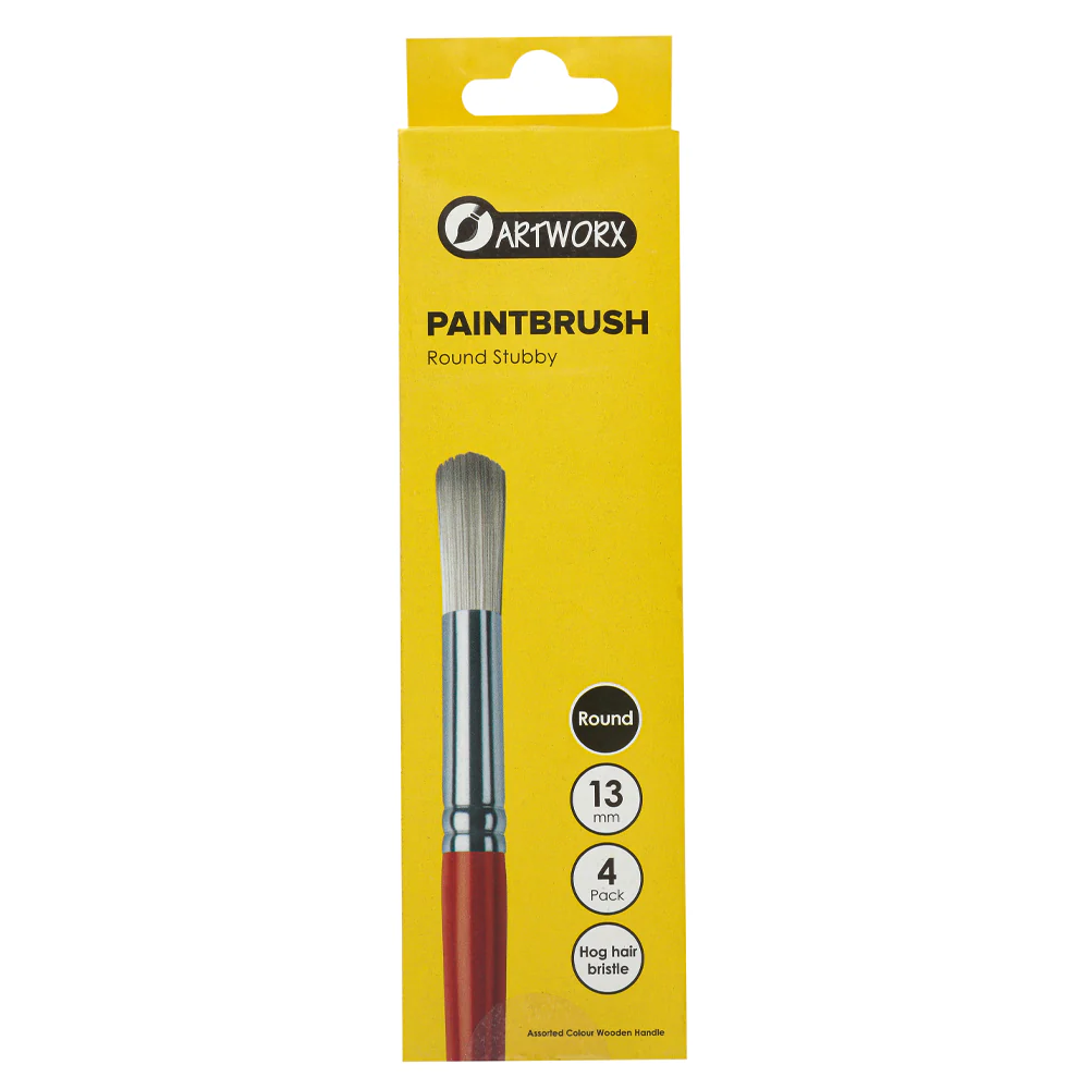 Artworx Stubby Round 13mm Paint Brushes Set of 4 - Nail Gallerys