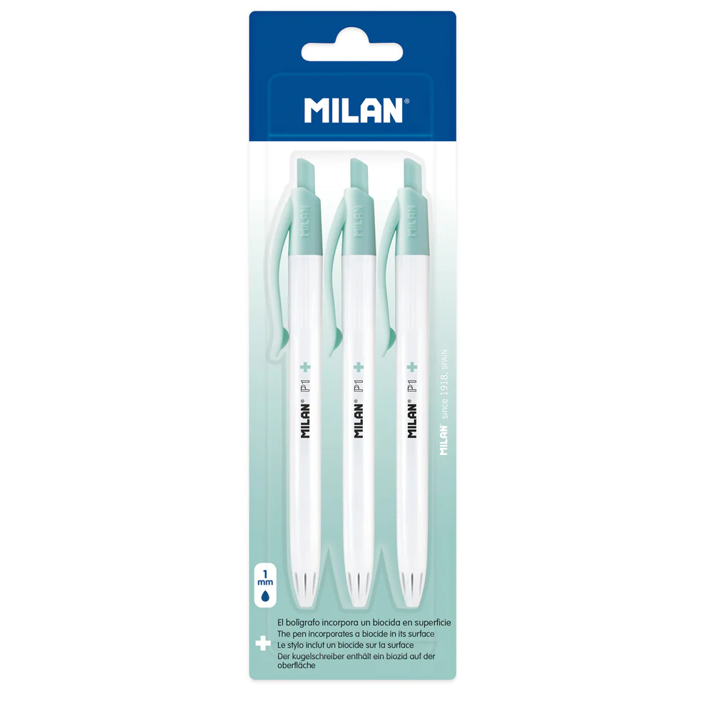 Milan Anti-bacterial P1+ Ballpoint Pens Pack Of 3 - Nail Gallerys