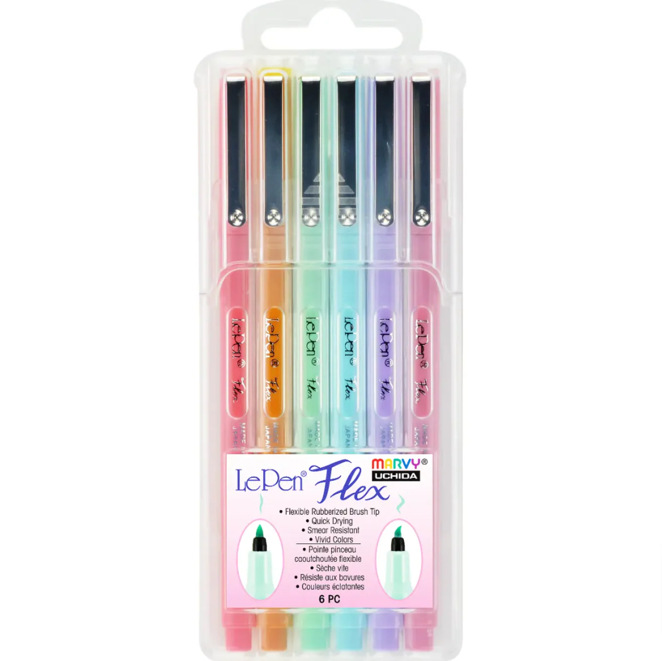 Marvy Le Pen Flex Pastel Pens Set Of 6 - Nail Gallerys