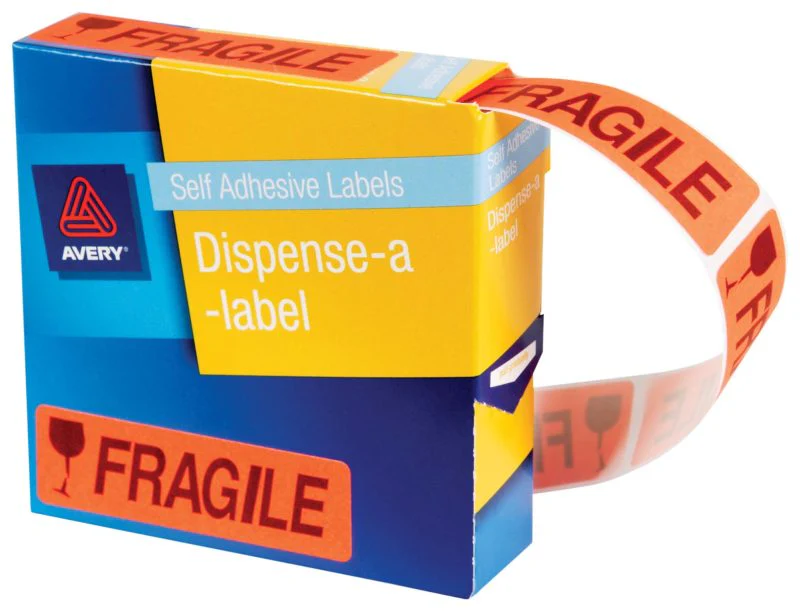 Avery Self Adhesive Label Dispenser Dmr1964fr Fragile 19x64mm 125 Pack - Nail Gallerys
