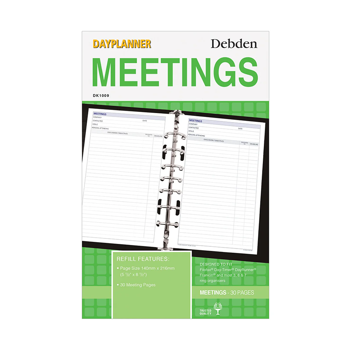 Debden Desk Meetings Dayplanner Refill - Nail Gallerys