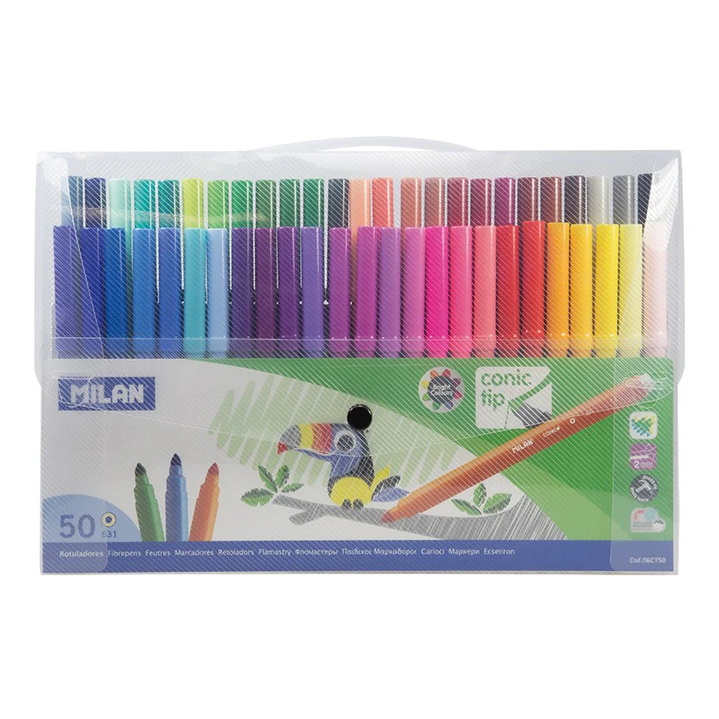 Milan Water Based Fibre Pens Set Of 50 Colours In Hard Case - Nail Gallerys
