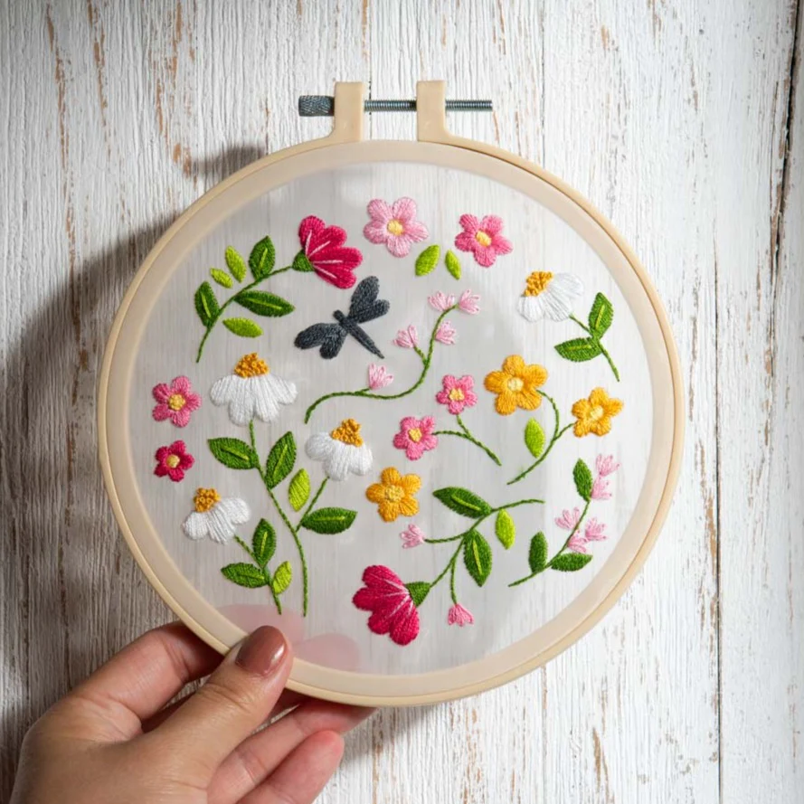 Bucilla Stamped Embroidery - Sheer Flowers - Nail Gallerys