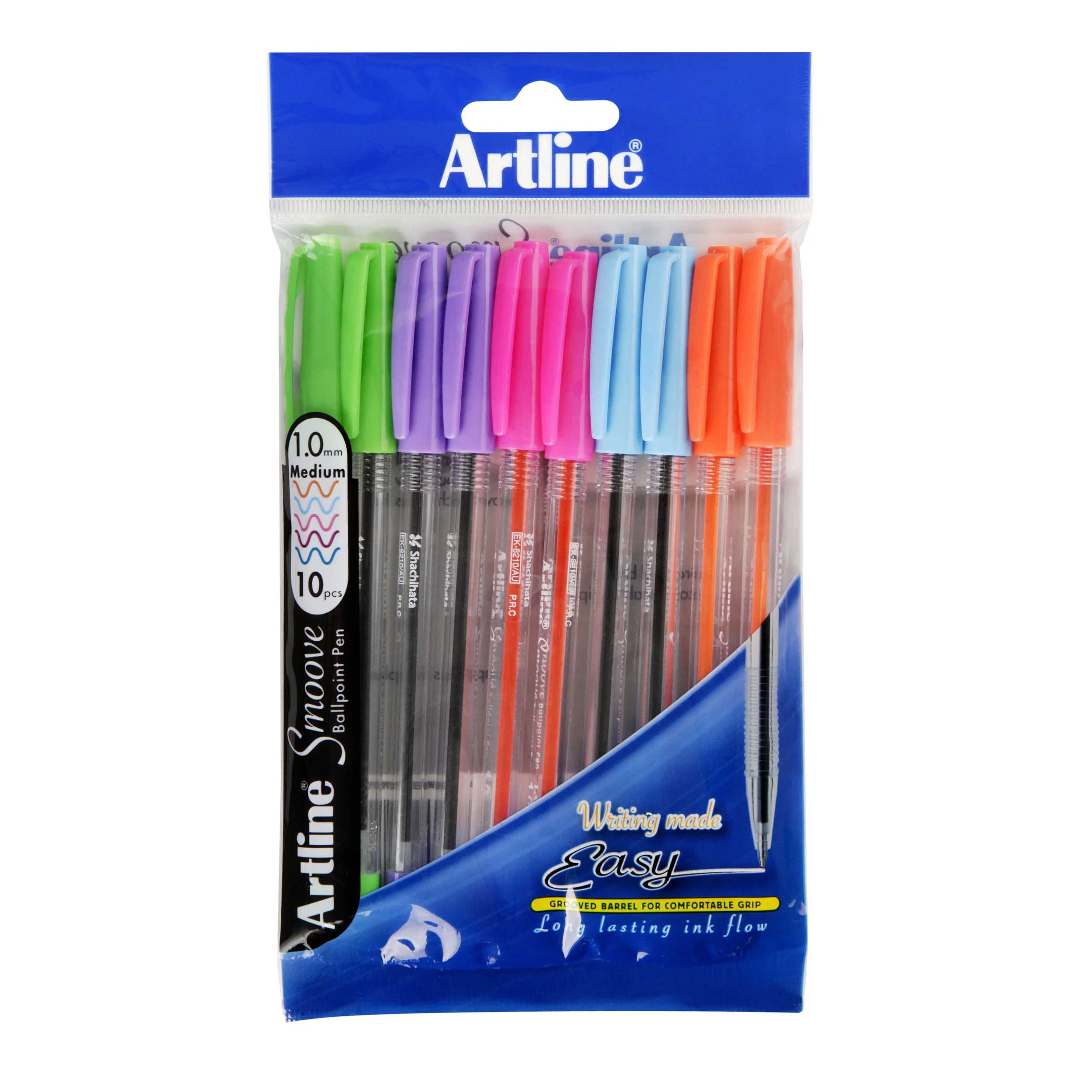 Artline Smoove Ballpoint Pen Stick Medium Brights - Pack Of 10 - Nail Gallerys